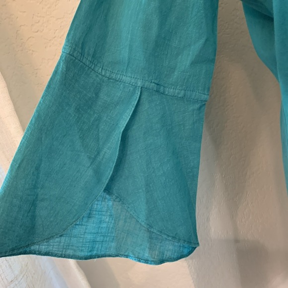 Parsley & Sage Sz M Blue Floral Embroidered Bell Sleeve Art To Wear Lagenlook - Picture 5 of 10